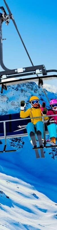 Ski insurance cover and benefits - chair lift over mountain scene